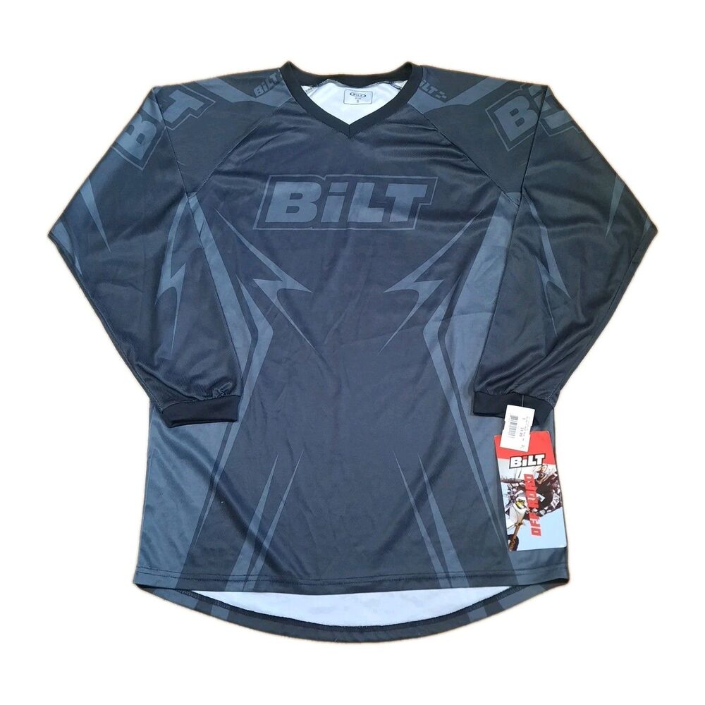 Bilt Jersey Mens Long Sleeve Motocross Dirt Bike Cycle Moto Medium Black Size S